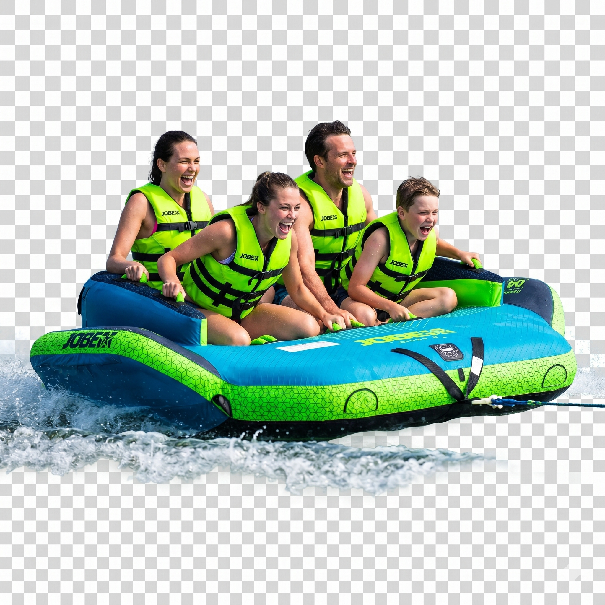 Rodzina na atrakcji holowanej